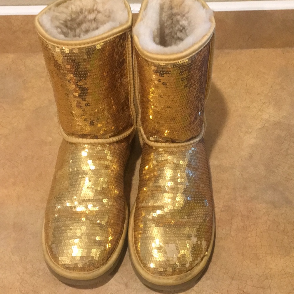 Gold sequin ugg boots